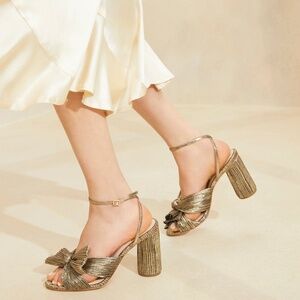 ***NEW PRICE** NWT 8.5 US  Loeffler Randall Camellia Dark Gold heeled sandal.